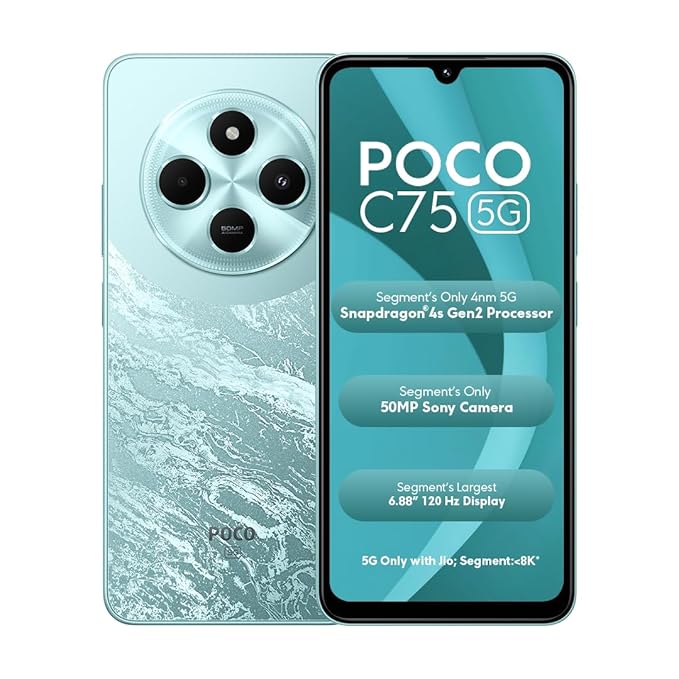 POCO C75 5G, Aqua Bliss (4GB, 64GB), under 10,000 